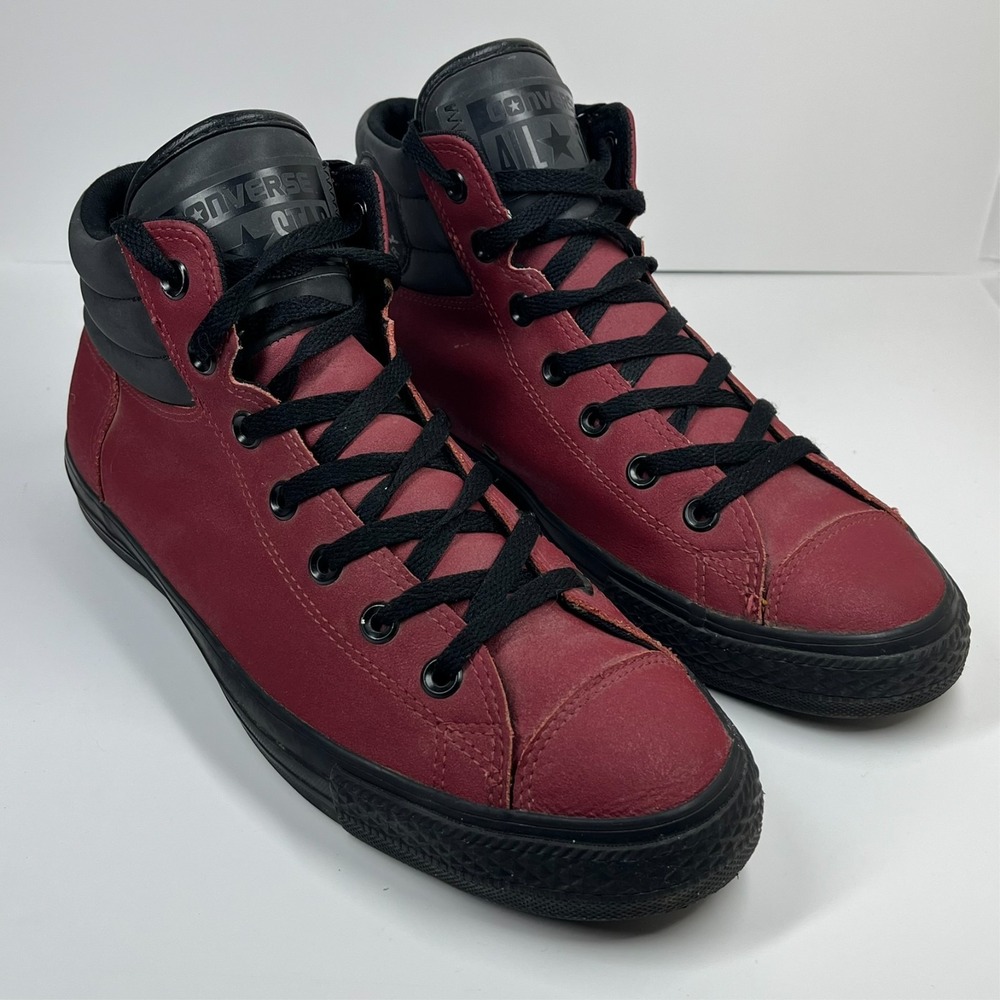 Converse Syde Street Sneakers Mens 10 Burgundy Leather Mid Top 151920C - Picture 4 of 16
